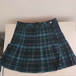 Blue And Black Plaid Pleated Mini Skirt